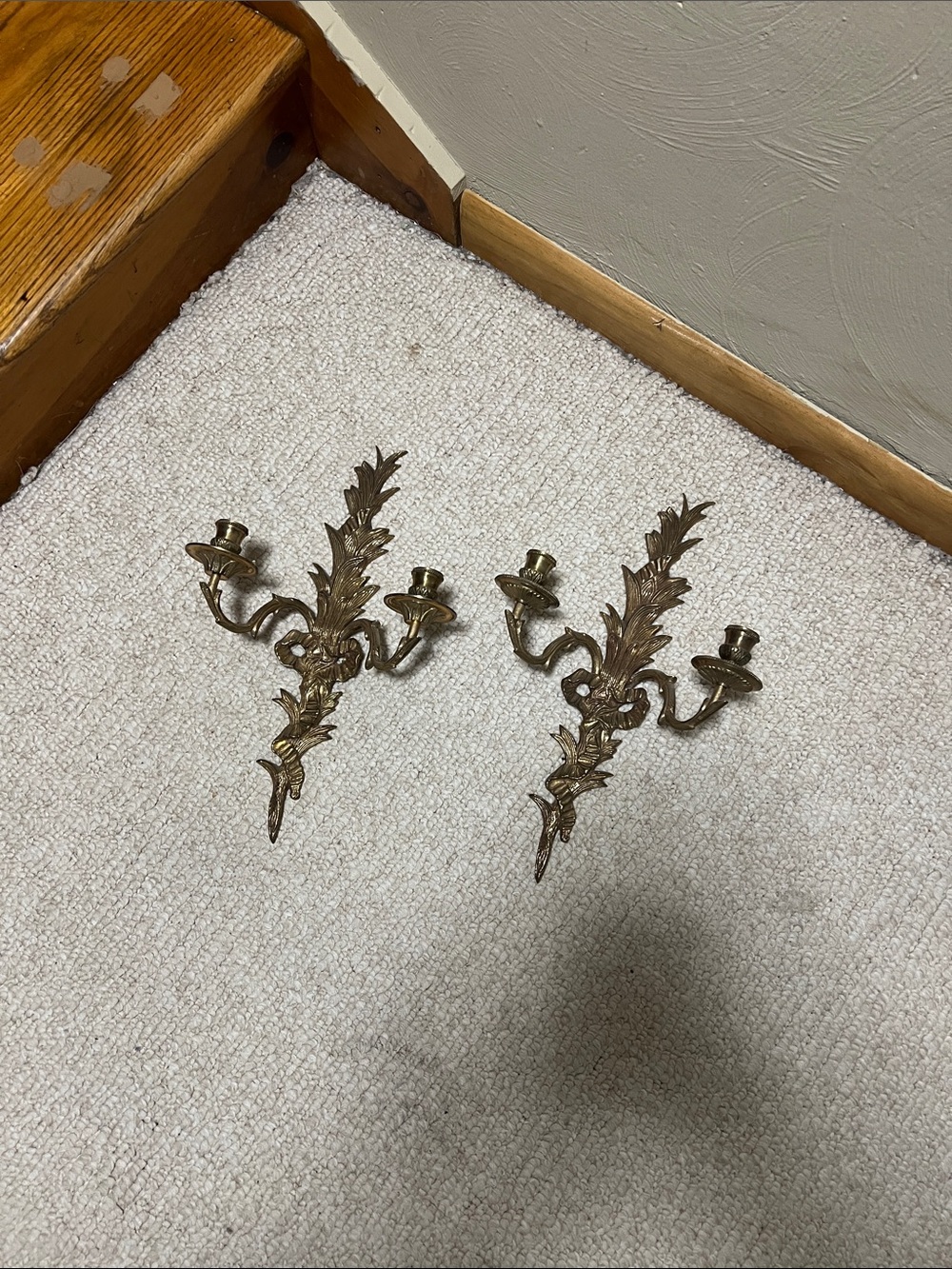 Two Brass Candelabra Sconce